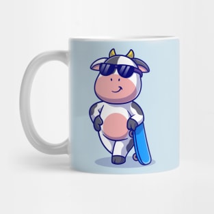 Cool Cow With Skateboard Cartoon Mug